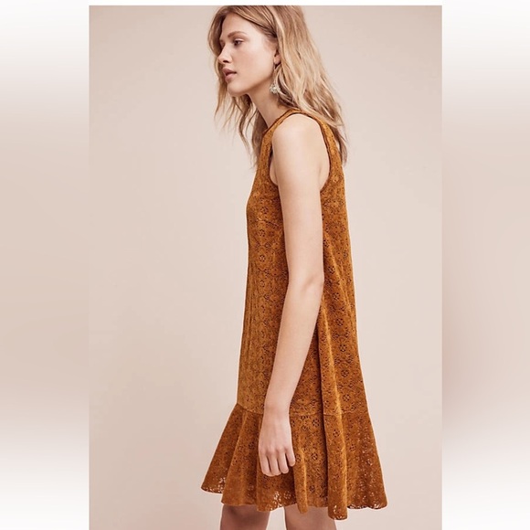 Maeve Anthropologie Amis Velvet Lace A Line Open Knit Holiday Dress Size 8 - Picture 2 of 10